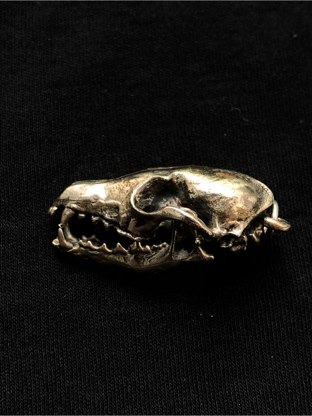 Fire and Bone White Bronze Fruit Bat Skull Pendant